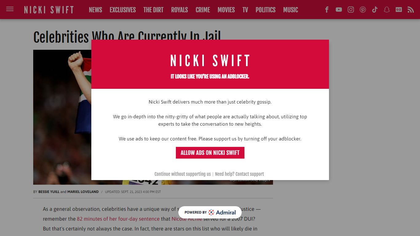 Celebrities Who Are Currently In Jail - Nicki Swift